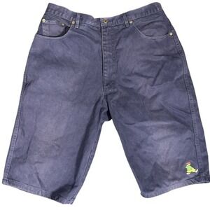 Vintage Brian Brothers Men 36 Navy Blue Embroidery Shorts 90s Summer Travel